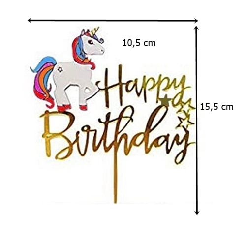 Topper ozdoby na tort jednorożec napis Happy Birthday dekoracje urodzinowe unicorn